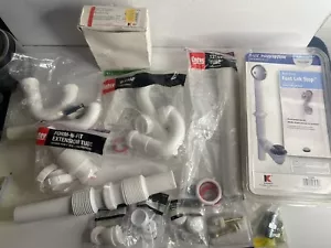 Verschiedene Posten Sanitärzubehör ~ Verlängerungsrohre, P-Falle, Abflüsse, Kappen - Bild 1 von 10