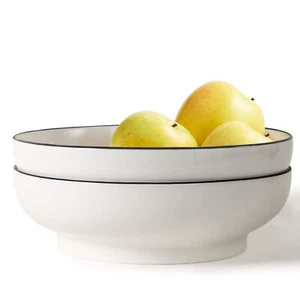 Large Serving Bowls 85 Ounce Big Salad Bowls 10 Inch White Ceramic Fruit Bowl Ph - Picture 1 of 8