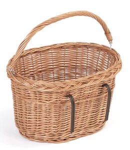 Fahrradkorb mit Tragegriff aus Weide für Lenker Form oval (40 cm Natur) - Bild 1 von 1