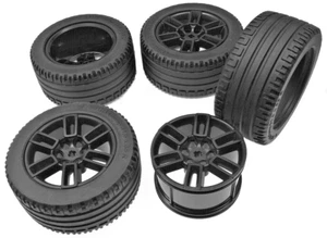 LEGO Technik - 4 Reifen 81,6x36 mm m. Felge schwarz 56x34 mm x1825 49294 NEUWARE - Bild 1 von 1