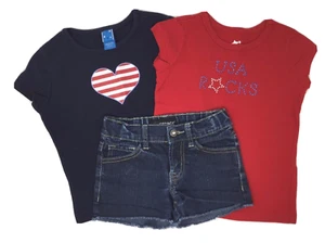 Girls Patriotic Fourth of July Red White and Blue 3 Piece Outfit Size XS (4/5) - Picture 1 of 12