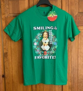 elf - Buddy the Elf - NEW "Smiling is my Favorite" S/S Green T-Shirt - M - Picture 1 of 5