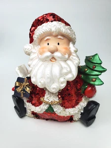 "Estatuilla de Navidad de Papá Noel cabeza bobble lentejuelas traje rojo transporte regalos árbol 4,5""" - Imagen 1 de 6