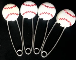 RARE! VINTAGE 1993 SAFETY FIRST SPORTS DIAPER PINS (BASEBALL) 2 SETS - Picture 1 of 9