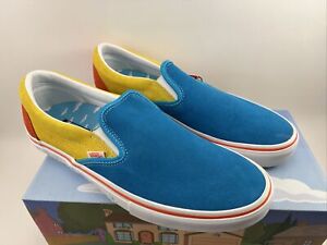 Vans x The Simpsons Slip-On Pro Blue Yellow Mens Size 13.  New with box