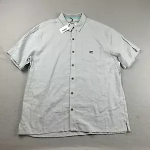 Jetty Shirt Mens XL Gray Linen Viscose Blend Button Up Short Sleeves NWT - Picture 1 of 11