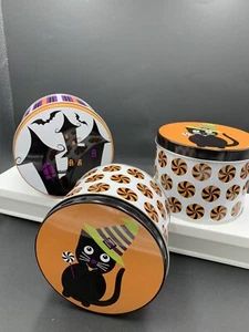 Three Small Round Halloween Tins Brilliant Colors Never Used! - Picture 1 of 5