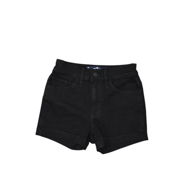 Bermudas negras Hollister de tiro alto de mezclilla para mujer mezcla de algodón talla 24 Foto 1 de 4