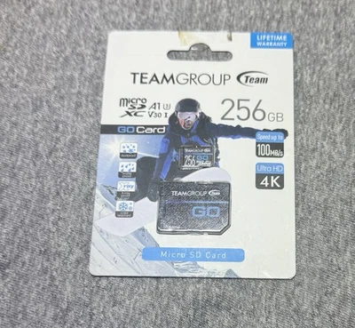 TEAMGROUP GO Card 256GB Micro SDXC UHS-I U3 V30 4K for 256GB New Sealed - Image 1 of 2