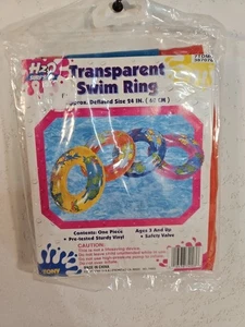 Vintage H2O Surfs's Up Orange With Fish Transparent Swim Ring 24" Vinyl NOS! - Picture 1 of 3