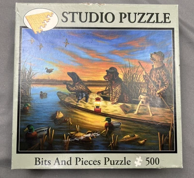 Bits and Pieces 500 Piece Jigsaw Studio Puzzle Duck Hunters Dogs - Image 1 of 4