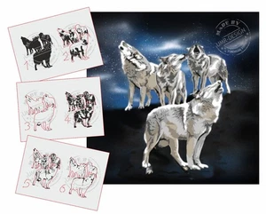 AS-114 Wolves step by step stencil template acrylic airbrush spray wall paint - Picture 1 of 2