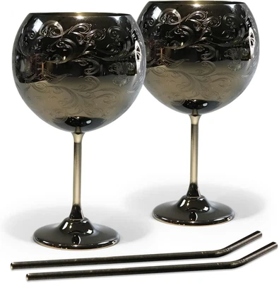 Bicchieri Da Gin, Set Di 2 Bicchieri Da Cocktail in Acciaio Inossidabile, Lussuo - Immagine 1 di 4