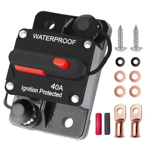Interruptor de circuito de 40 amperios restablecimiento manual impermeable inversor de fusibles en línea para coche A... - Imagen 1 de 7