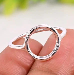 Anello a cerchio aperto delicato in argento sterling 925, argento massiccio, unisex - Foto 1 di 4