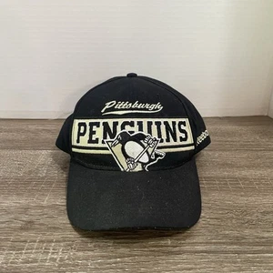 Pittsburgh Penguins NHL Reebok Face Off Headwear Black Logo on Strap Back - Picture 1 of 8