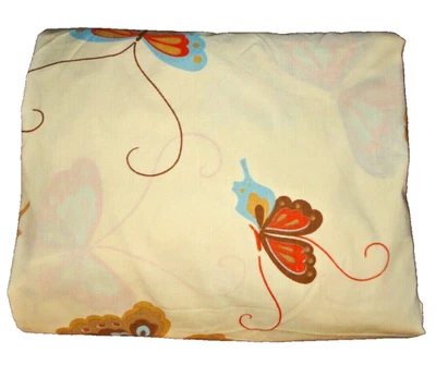 VINTAGE MARTEX VOLANTE BUTTERFLY ALMOND AQUA BROWN ORANGE (1) FULL FITTED SHEET  - Image 1 of 4