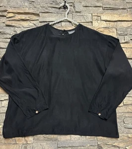 Vintage Eileen Fisher Seidenbluse Gr. 1 (XL) schwarz Pullover Karriere Freizeit - Bild 1 von 8