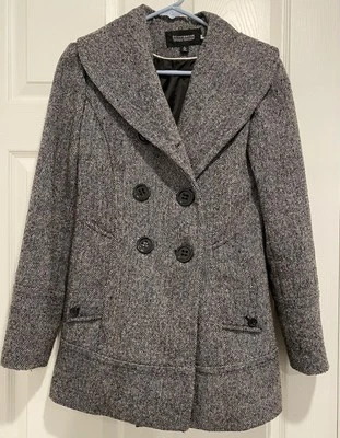 Abrigo Vintage Donny Brook Gris Abotonado Talla 4 Abrigo Clásico Pesado Foto 1 de 4