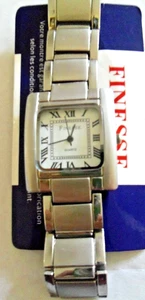 Finesse Womans Watch Square White Dial Roman Numeral Hours Silver Linked Band! - Picture 1 of 1