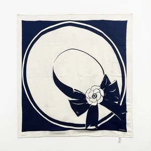 CHANEL Ribbon White Navy Silk Scarf 5VCHF38983 135851615 - Picture 1 of 12