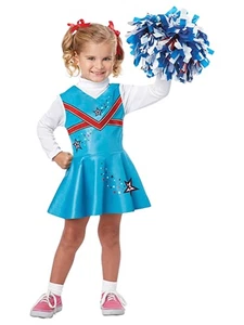 California Costumes Girls Cheerleader Costume Cheer Leader Dress & Pom Set 4-6 - Picture 1 of 1