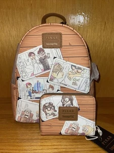 Loungefly Disney Pixar Up Carl & Ellie Photos Mini Backpack & Wallet Set New - Picture 1 of 9