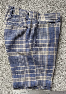 IMPECABLE BANANA REPUBLIC LINO HOMBRE TALLA 30 AZUL CUADROS CHINO ALGODÓN PANTALONES CORTOS INFORMALES Foto 1 de 4