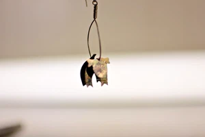 Silver Dangle Drop Dog 3D Earrings - Picture 1 of 5