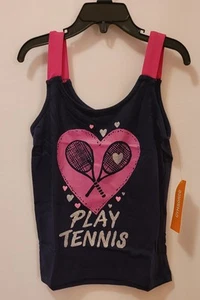 GIRLS SIZE S (5/6) GYMBOREE "PLAY TENNIS" BLUE TANK TOP - Picture 1 of 5