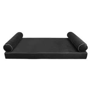 Style V5 Twin Contrast Velvet Indoor Daybed Mattress Pillow Complete Set AD350 - Picture 1 of 10