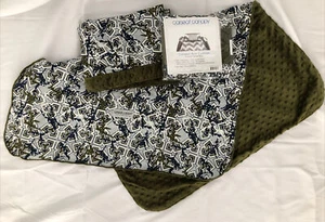 Baby Car Seat Canopy Cover Bundle Navy Blue, White, Forest Green Minky Interior - Picture 1 of 5