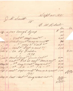 1889-1891 -  Doctor Bills to a Judge and others - Tennessee? - Picture 1 of 4