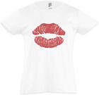 Kiss Lips Kids Girls T-Shirt Kisses Red Lips Love Sweet Cute Cutie Sweety