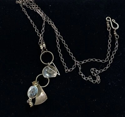 "Collar colgante artesanal 31"" largo gota en Y tono bronce dorado"  Foto 1 de 4