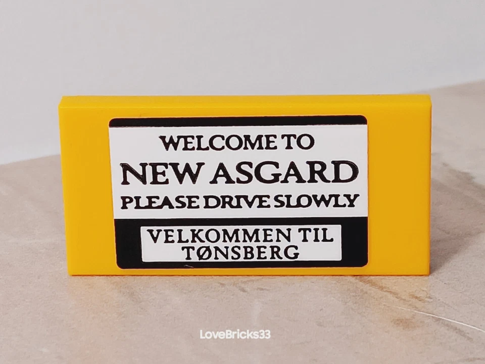 LEGO Thor EARTH Home New ASGARD City Sign Town Marvel Hero Decline Sticker 2x4 - Image 1 of 1