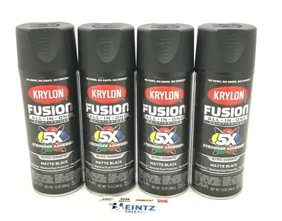 KRYLON 2754 4 PACK MATTE BLACK All-In-One Fusion Paint & Primer - No-Peel  12oz  - Image 1 of 3