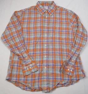 Brooks Brothers Mens LG Baird McNutt Irish Multi Plaid linen button down Regent - Picture 1 of 5