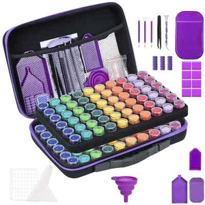 60 Slot Diamond Painting Storage Box Embroidery DIY Nail Art Beads Tool Kit Case - Picture 1 of 18