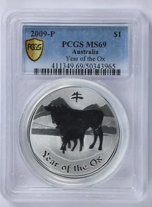 2009 AUSTRALIA QUEEN ELIZABETH II YEAR OF THE OX $1 DOLLAR PCGS MS-69 - Picture 1 of 2