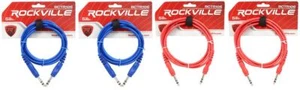 4 Rockville 6' 1/4'' TRS to 1/4'' TRS Cable 100% Copper (2 Red and 2 Blue) - Picture 1 of 5