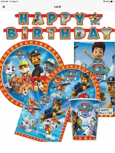 PAW PATROL PARTY SUPPLIES NAPKINS PLATES TABLECOVER BANNER CUPCAKE TOPPER FAVORS - Picture 1 of 14