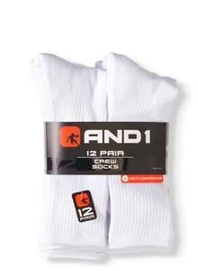 AND1® Herren Crew Socken 12er-Pack BOGENKOMPRESSION ~ verstärkter Absatz und Zehe ~ Kissen - Bild 1 von 14