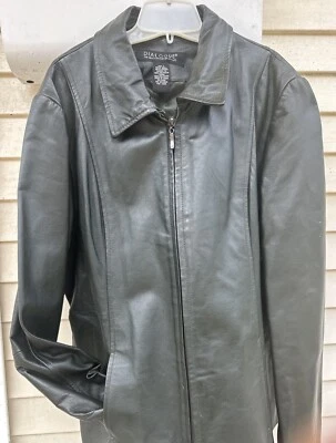 Chaqueta de abrigo para mujer Dialogue de cuero negra talla L Foto 1 de 4