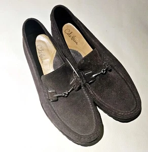 Cole Haan City Brown Suede Silver Horse Bit Slip On Loafers Italy Men's Size 9.5 - Foto 1 di 12
