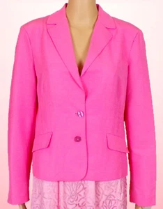 KEMP & COMPANY LIFESTYLE size 12 pink 2-button blazer cotton/silk dry clean only - Picture 1 of 14