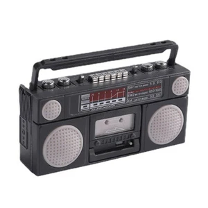 1/12 Scale Black Mini Retro Tape-recorder Dollhouse Radio Toy Model Dolls House - Picture 1 of 2