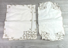 Linen Table 2 Placemats & 1 Runner White W/ Lt Brown Floral Design