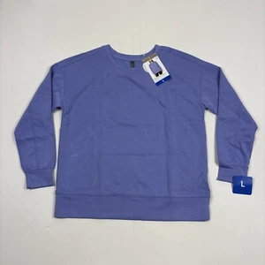 Mondetta Ladies' Scuba Long Sleeve Crewneck Sweatshirt Pullover, Purple Large - Picture 1 of 3
