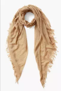 Nueva Auténtica Bufanda Chan Luu Estampado de Guinga Cachemira Seda - Blanco/Pelo Curry - Imagen 1 de 2